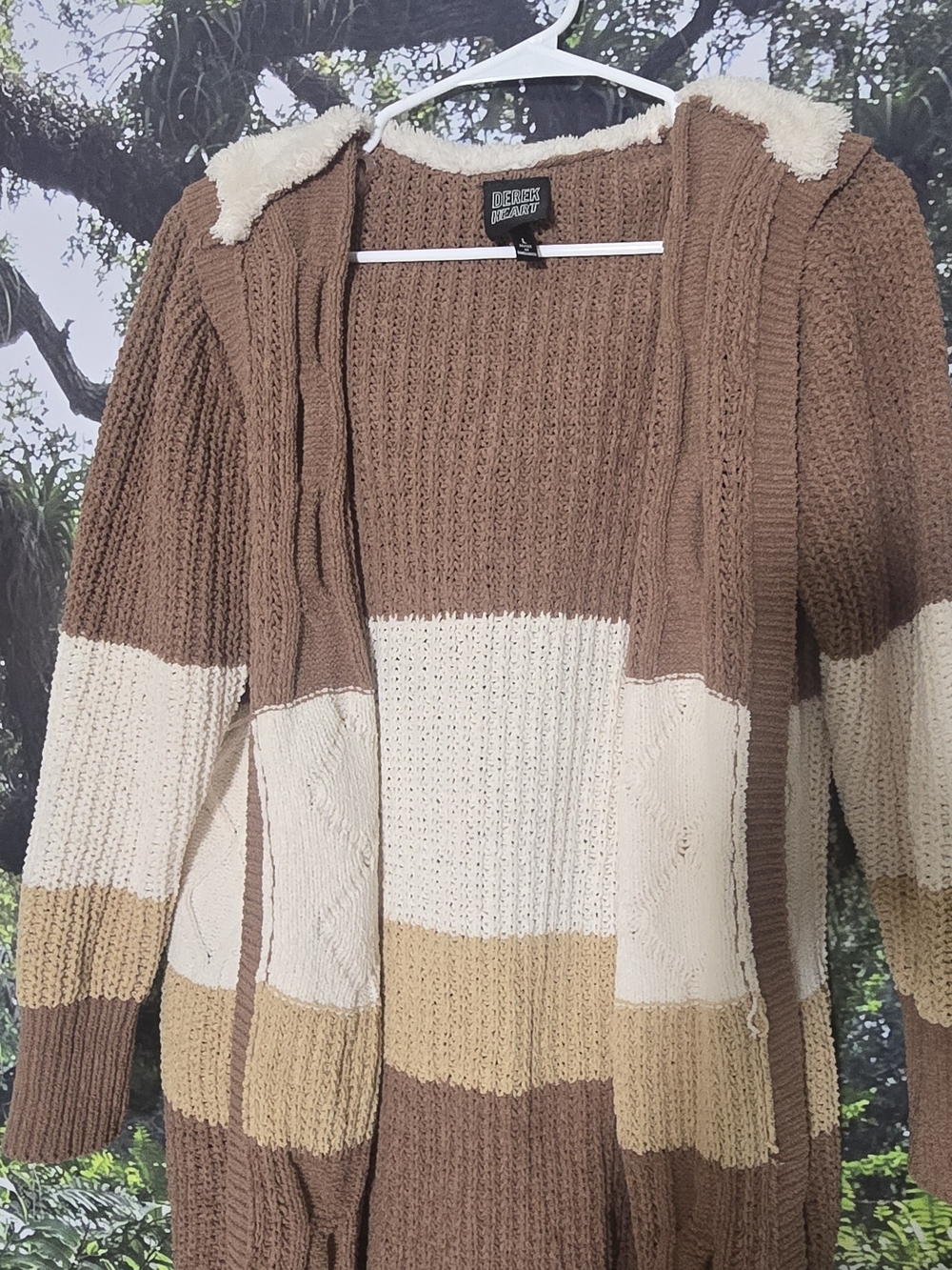 Brown & Cream Colorblock Hooded Sweater
